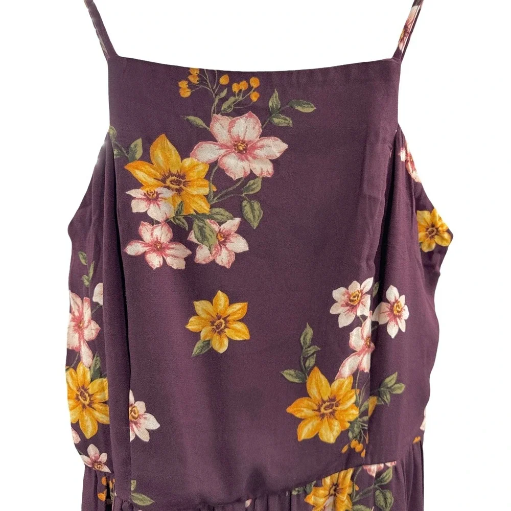 Xhilaration Floral‎ Wide Leg Romper Jumpsuit Square Neck Women's Size XL